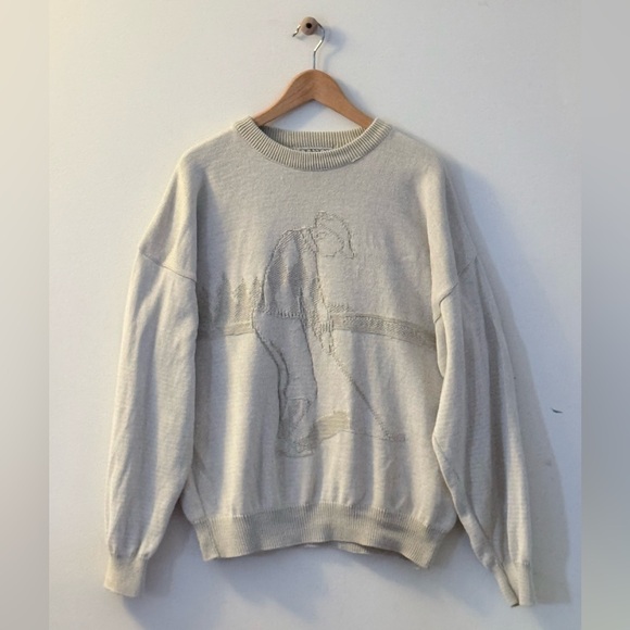 Other - Vintage Golf Motif Tan Colored Cotton Sweater 80s 90s - Size Mens L to XL